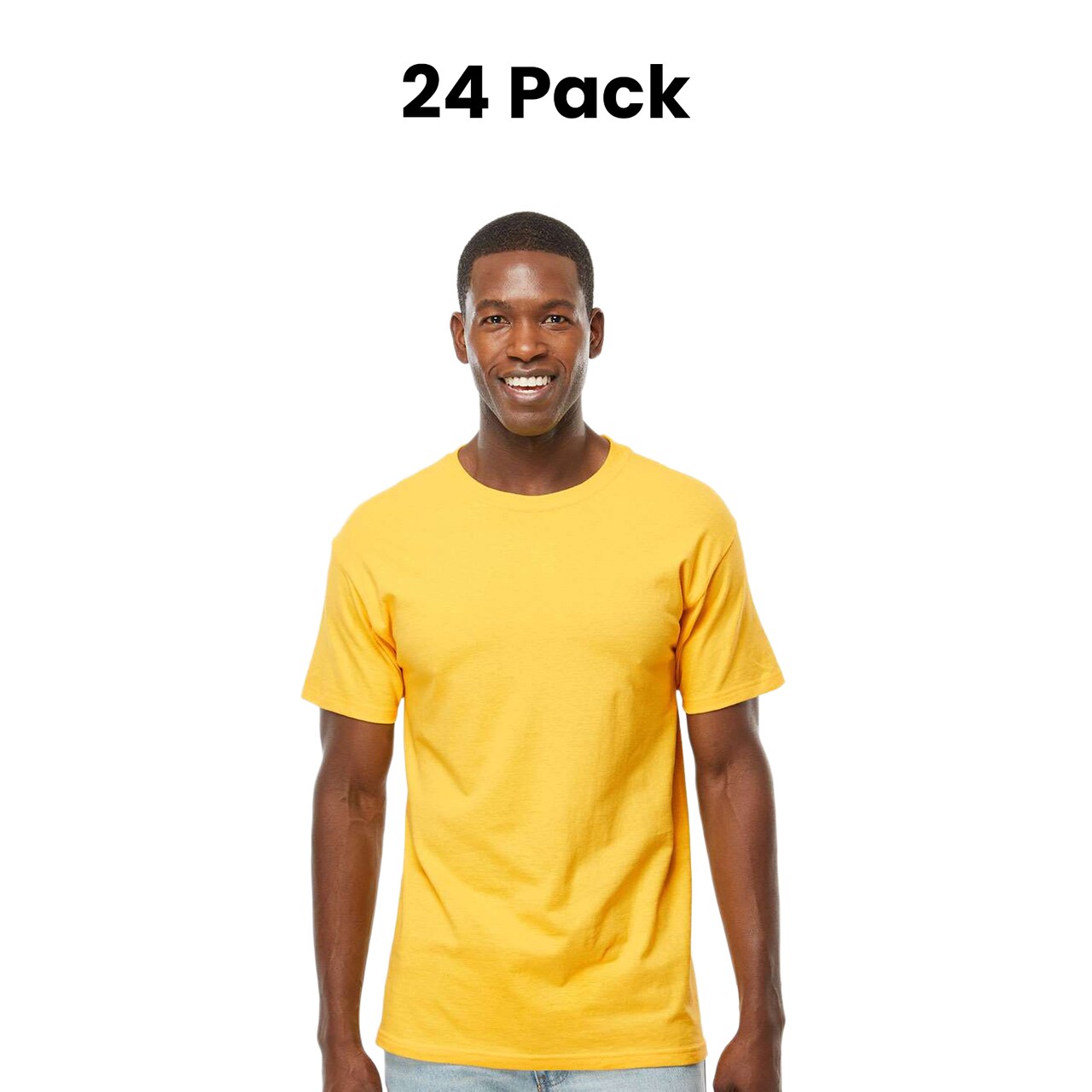 24 Pack : M&O Men’s Gold Soft Touch USA Cotton Jersey Crewneck T Shirt For Easy Customization